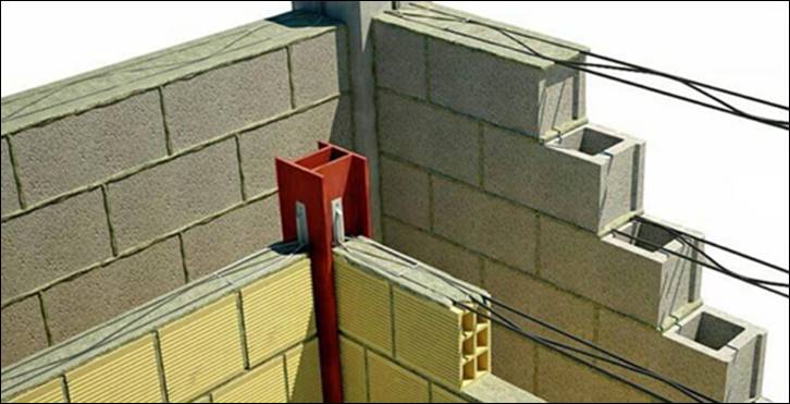 نمونه‌ای از میلگرد بستر بکار رفته در دیوار