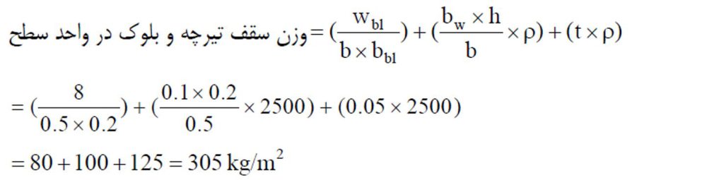 وزن سقف تیرچه و بلوك