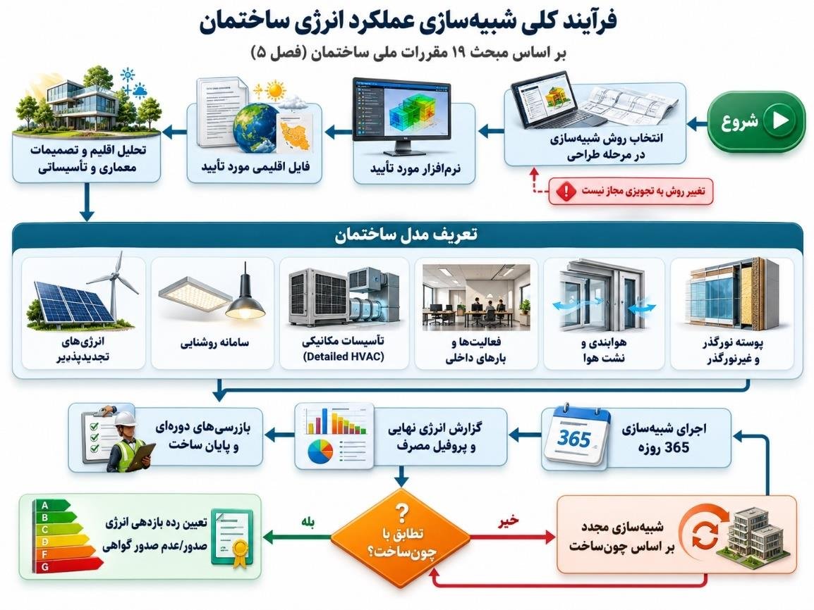 فرآیند شبیه‌سازی عملکرد انرژی ساختمان و کنترل نتایج