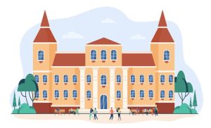 young people walking front college university flat illustration 74855 14224